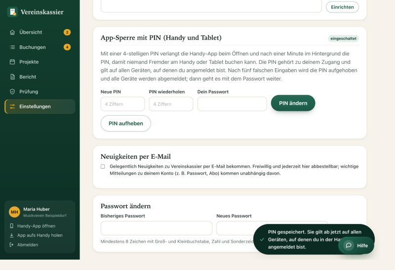 Einstellung App-Sperre mit PIN für Handy und Tablet